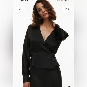 Wilfred Black Satin Wrap Cleo Top